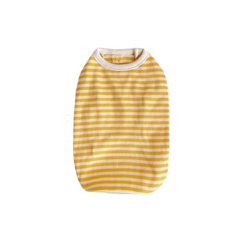 Frühling und Sommer Haustier Hund einfach gestreifte Strickweste Katze dünne atmungsaktive dünne Kleidung(Yellow,S) von VRKRTVBLB