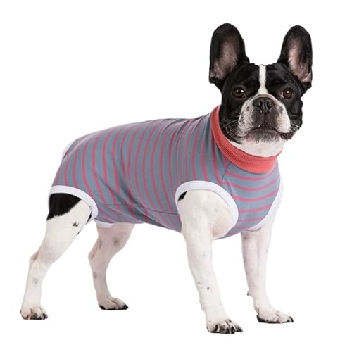 Haustier-Erholungsanzug aus Baumwolle nach Operationen, Anti-Lecken-Overall mit geschlossenem Bauch for kleine und mittelgroße Hunde und Katzen(H,XL) von VRKRTVBLB
