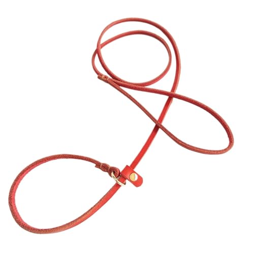 Hundeleine aus echtem Leder, weich, verstellbar, for kleine, mittelgroße und große Hunde(Red,0.6 * 175cm) von VRKRTVBLB