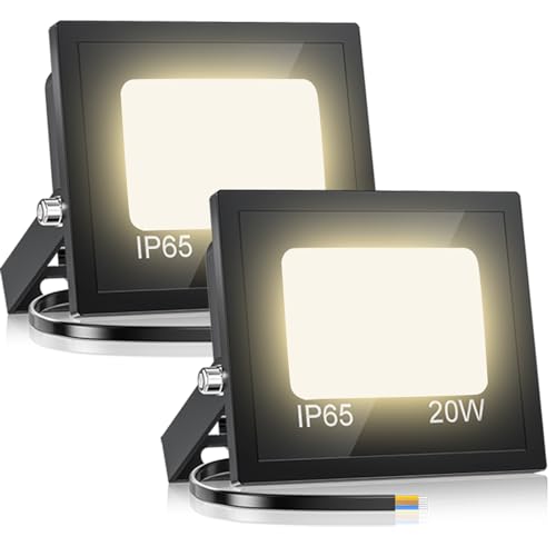 VRTOGTHE 2 Stück 20W LED Strahler Außen, 2000 LM 3300k Warmweißes Licht LED Fluter, IP65 Wasserdicht Außenstrahler für Hinterhof, Stufen, Garage, Flur, Garten VRTOGTHE 2 Stück 20W LED Strahler Außen, 2000 LM 3300k Warmweißes Licht LED Fluter, IP65 Wasserdicht Außenstrahler für Hinterhof, Stufen, Garage, Flur, Garten von VRTOGTHE