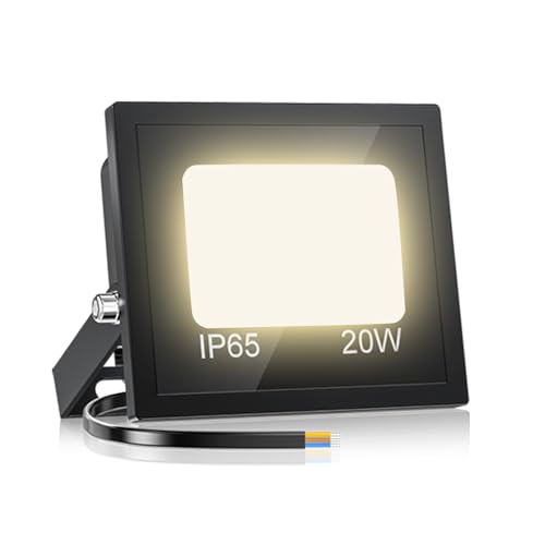 VRTOGTHE 20W LED Strahler Außen, 2000 LM 3300k Warmweißes Licht LED Fluter, IP65 Wasserdicht Außenstrahler für Hinterhof, Stufen, Garage, Flur, Garten VRTOGTHE 20W LED Strahler Außen, 2000 LM 3300k Warmweißes Licht LED Fluter, IP65 Wasserdicht Außenstrahler für Hinterhof, Stufen, Garage, Flur, Garten von VRTOGTHE