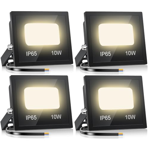 VRTOGTHE 4 Stück 10W LED Strahler Außen, 1000 LM 3300k Warmweißes Licht LED Fluter, IP65 Wasserdicht Außenstrahler für Hinterhof, Stufen, Garage, Flur, Garten VRTOGTHE 4 Stück 10W LED Strahler Außen, 1000 LM 3300k Warmweißes Licht LED Fluter, IP65 Wasserdicht Außenstrahler für Hinterhof, Stufen, Garage, Flur, Garten von VRTOGTHE