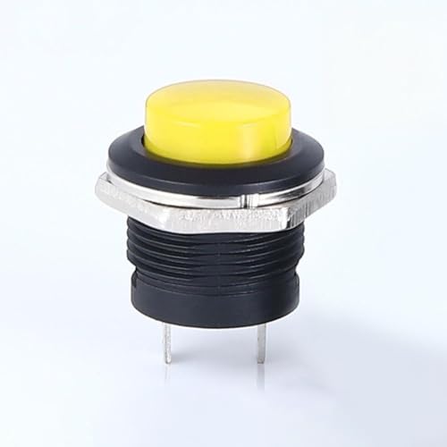 12V 16mm Momentary Push Button Starter Switch Metal for Marine Automotive Boat Track IP67 Waterproof Construction (Yellow) von VRTYVEYBB