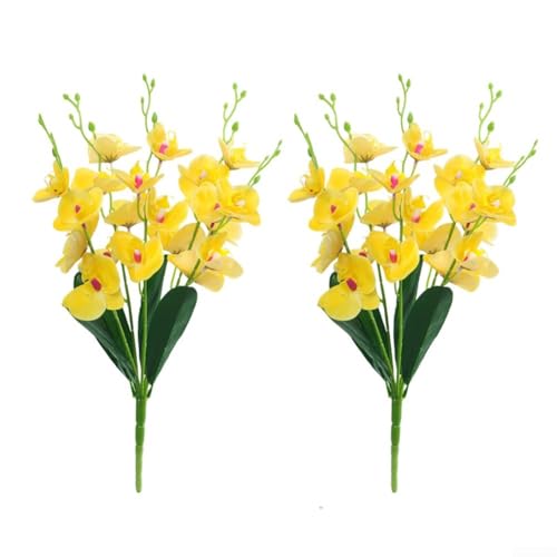 2 künstliche Phalaenopsis-Orchidee Blumen für Zuhause, Büro Dekoration und Fotografie Requisiten mit realistischer Textur und Optik (Gelb) von VRTYVEYBB