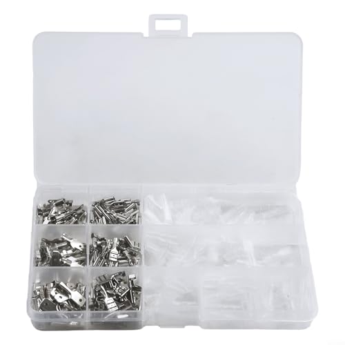 270 Stück Flachsteckverbinder, weiblich und männlich, 2 x 8 mm, 4, 8 mm, 6, 3 mm Drahtverbinder-Set mit Isolierhülsen und Aufbewahrungsbox 270 Stück Flachsteckverbinder, weiblich und männlich, 2 x 8 mm, 4, 8 mm, 6, 3 mm Drahtverbinder-Set mit Isolierhülsen und Aufbewahrungsbox von VRTYVEYBB