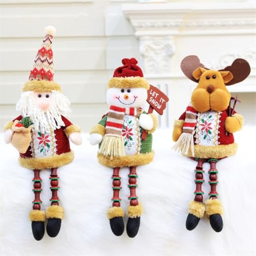 3-teilige Plüsch-Weihnachtsdekoration mit Weihnachtsmann, Schneemann und Rentier mit sandbeschwertem Boden, geeignet für verschiedene festliche Displays von VRTYVEYBB