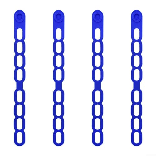 4 Silikon-Verschlussriemen-Set mit verstellbarer Länge und selbstschließender Funktion für die Verwendung mit Deckeln für Slow Cooker, Lunchboxen und Haushaltsbündelung (blau) von VRTYVEYBB