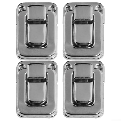 4 x antike Eisen-Schlösser für Schmuckschatullen und Koffer, Vintage-Clip-Schnallen-Set (L Silber) von VRTYVEYBB