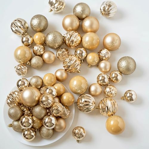 48-teiliges wiederverwendbares, galvanisiertes Weihnachtskugel-Ornament-Set mit Aufhängelöchern für Urlaubsdekorationen an Bäumen, Girlanden und Kränzen im privaten oder gewerblichen Gebrauch (bunt) von VRTYVEYBB