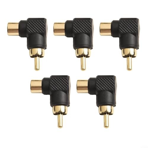 5 Stück Ltype für Cinch-Stecker auf Buchse, rechtwinklig, für Audio-Ausrüstung, Kabel-Setup und Signalintegrität von VRTYVEYBB
