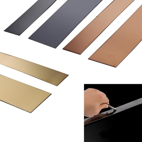5 m Edelstahl-Spiegel-Metallstreifen für Wanddekoration und Zierleisten mit starker Rückseite und 1 mm Dicke (Gold 20 mm) von VRTYVEYBB