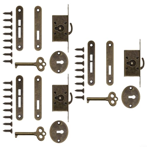 A Timeless Touch Dreiteiliges Schloss-Set im Vintage-Stil für Schmuckschatullen und Holzmöbel (Antik-Bronze) von VRTYVEYBB