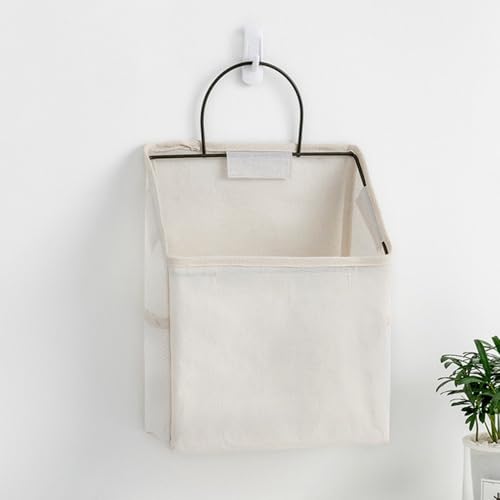 Aufbewahrungstasche zum Aufhängen an der Wand aus Baumwollleinen mit wasserdichtem Stoff und starker Abriebfestigkeit für effiziente Raumnutzung (weiß) von VRTYVEYBB