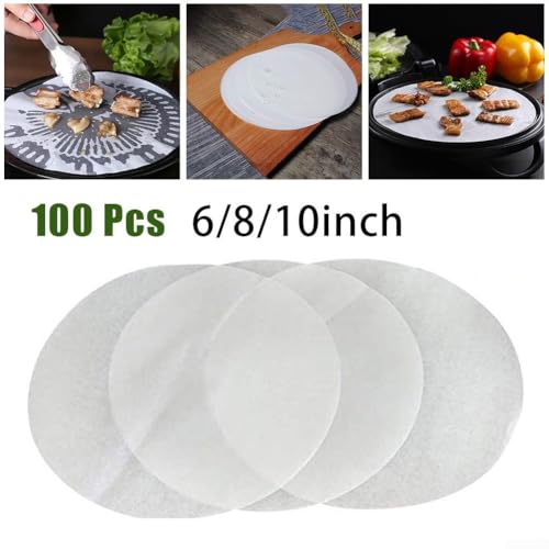 Backpapier-Einlagen für runde Kuchenformen, 100 Kreise ohne Pergament, für Luftfritteusen (25,4 cm) von VRTYVEYBB
