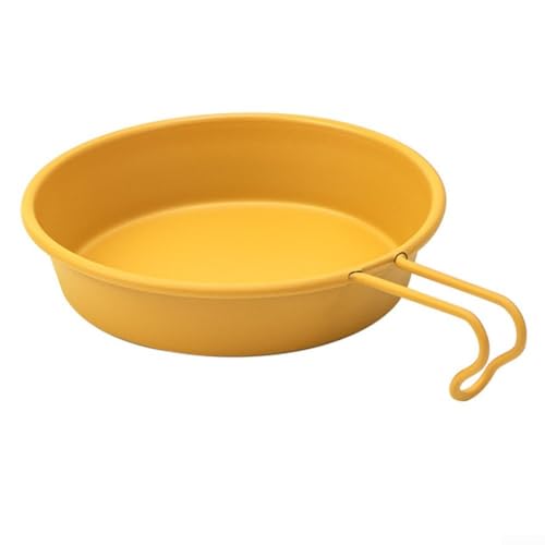 Camping-Teller mit Griff aus Edelstahl, ideal für Grillabende und Picknicks, 280 ml Fassungsvermögen (gelb) von VRTYVEYBB