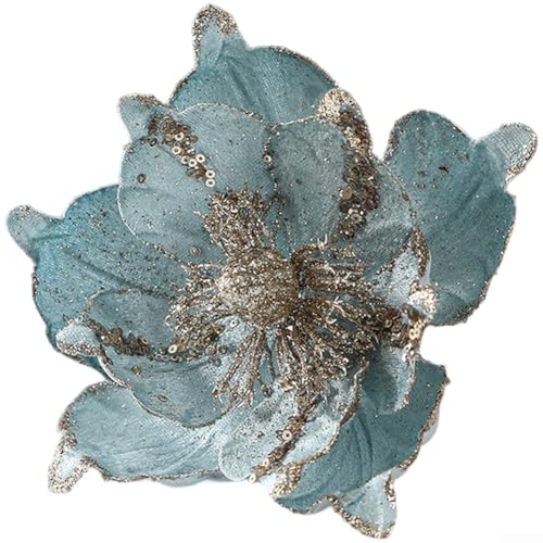 Dekorative künstliche Weihnachtsstern-Blumen mit konserviertem Stoffmaterial, europäischer Stil, Blumen-Design für Feiertage, festliche Zuhause, Tischplatte und Tafelaufsatz (blau) von VRTYVEYBB