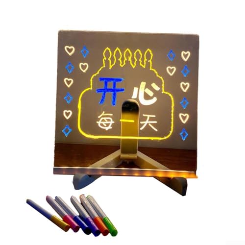 Desktop Acryl Tafel Schreibtafel mit leuchtendem Licht tragbar löschbar für Zeichnen Schreiben und pädagogische Verwendung mit Ständer und Stiften (1) von VRTYVEYBB