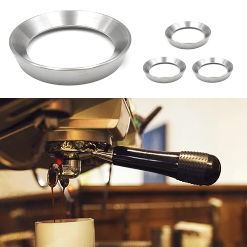 Edelstahl-Kaffee-Dosiertrichter für Siebträger für Ring, 51 mm, hilft die Kaffeedosis zu kontrollieren und den Arbeitsplatz sauber zu halten, während PrepaFor Ring Espresso Shots (53 mm) von VRTYVEYBB