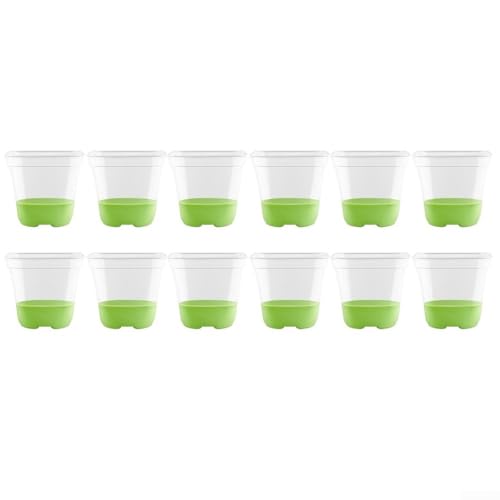 Efficient Gardening Solutions Pflanztöpfe mit flexiblem Silikonboden für optimales Wachstum, transparent, 12 Stück (fluoreszierendes Grün 12) von VRTYVEYBB