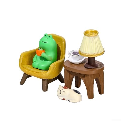 Einzigartige Mini-Frosch-Schaukelstuhl-Dekoration für Zuhause und Büro, skurrile PVC- und Holzornamente (D) von VRTYVEYBB