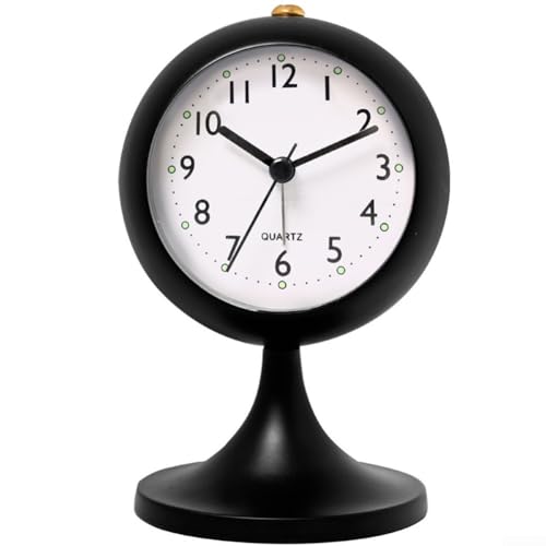 Eleganter Trompetenförmiger Metallwecker mit leisem Uhrwerk, perfekt für erholsame Schlafumgebungen (schwarz) von VRTYVEYBB