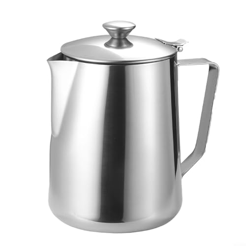 Espresso-Milchaufschäumkrug aus Edelstahl mit Deckel, dicker Körper für komfortable Handhabung, hält Milch während der Kaffeezubereitung länger warm (1500 ml) von VRTYVEYBB
