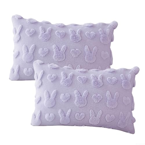 Festliche Oster-Kissenbezüge für Wohnzimmer und Couch mit Hasen-Design (lila, 30 x 50 cm) von VRTYVEYBB