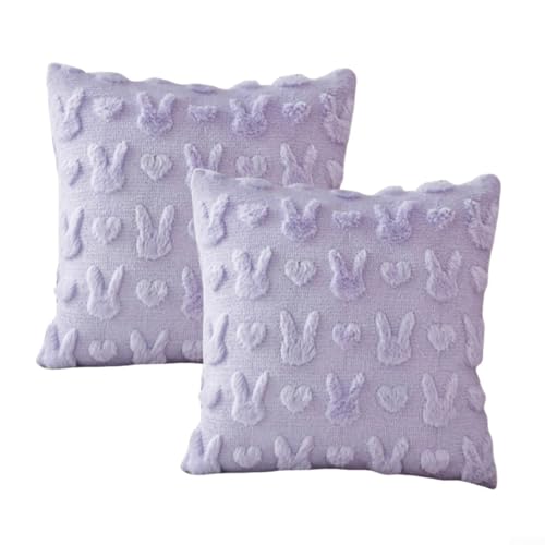 Festliche Oster-Kissenbezüge für Wohnzimmer und Couch mit Hasen-Design (lila, 45 x 45 cm) von VRTYVEYBB