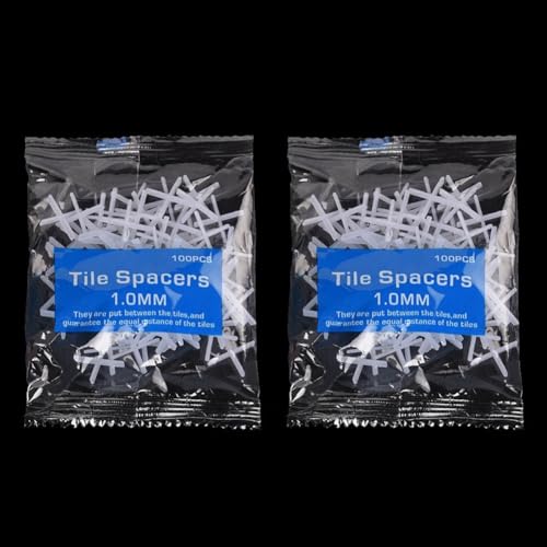 Fliesen-Abstandshalter-Kreuz-Clips, 200 Stück, mit Fliesen-Nivelliersystem für Boden- und Wandmontage, unterstützt gleichmäßigen Fliesenabstand und stromlinienförmigen Arbeitsablauf (1,0 mm) von VRTYVEYBB
