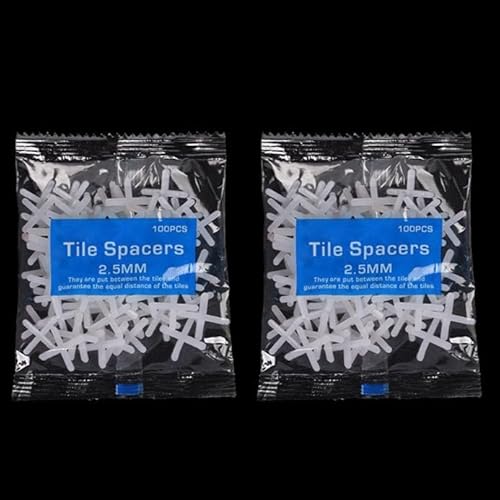 Fliesen-Abstandshalter-Kreuz-Clips, 200 Stück, mit Fliesen-Nivelliersystem für Boden- und Wandmontage, unterstützt gleichmäßigen Fliesenabstand und stromlinienförmigen Arbeitsablauf (2,5 mm) von VRTYVEYBB