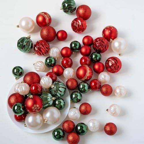 Galvanisiertes 48-teiliges wiederverwendbares Weihnachtskugel-Ornament-Set mit mehreren Aufhängeoptionen zum Dekorieren von Bäumen, Kränzen und Girlanden in Häusern, Büros und Veranstaltungsorten von VRTYVEYBB
