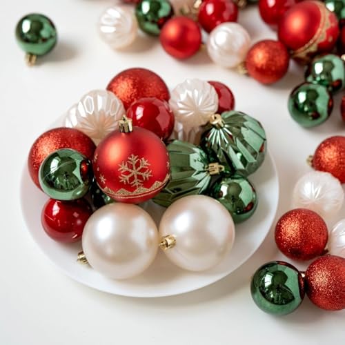 Galvanisiertes 48-teiliges wiederverwendbares Weihnachtskugel-Ornament-Set mit mehreren Aufhängeoptionen zum Dekorieren von Bäumen, Kränzen und Girlanden in Häusern, Büros und Veranstaltungsorten (rot Galvanisiertes 48-teiliges wiederverwendbares Weihnachtskugel-Ornament-Set mit mehreren Aufhängeoptionen zum Dekorieren von Bäumen, Kränzen und Girlanden in Häusern, Büros und Veranstaltungsorten (rot von VRTYVEYBB