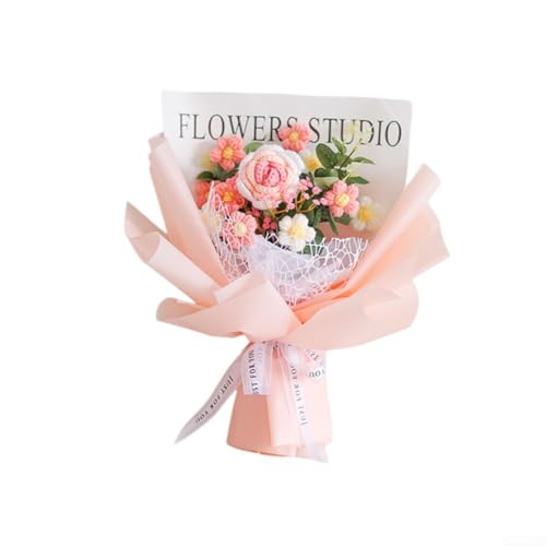 Handgewebter Gänseblümchen-Strauß, Kunsthandwerkergarn, Blumendekoration für Ihr Zuhause, Rosa von VRTYVEYBB