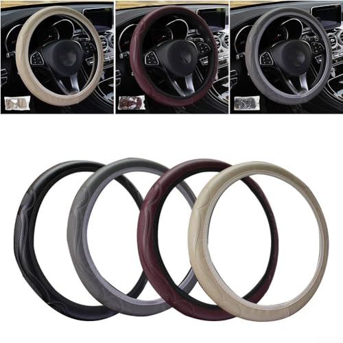 Hoher Komfort Lenkradbezug für Autos, geeignet für Räder mit 37 bis 38 cm Durchmesser (grau) von VRTYVEYBB