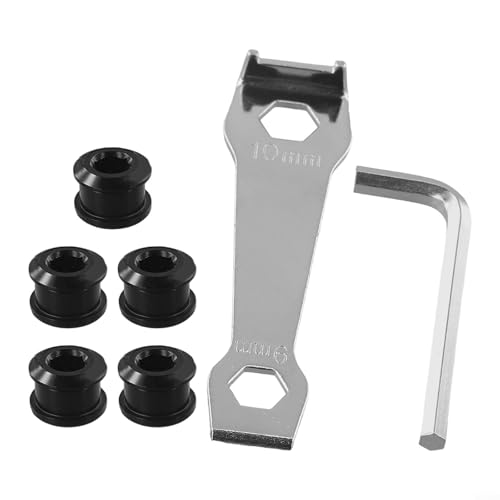 Kettenblattschrauben aus Aluminiumlegierung, 5 Stück, mit Schraubenschlüssel, optimale Lösung für die Wartung von Fahrradketten (schwarz) von VRTYVEYBB