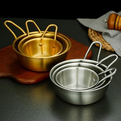 Koreanische Reisschale aus Edelstahl mit praktischem Griff, perfekt für Saucen und kalte Getränke (Gold, 13 cm) von VRTYVEYBB