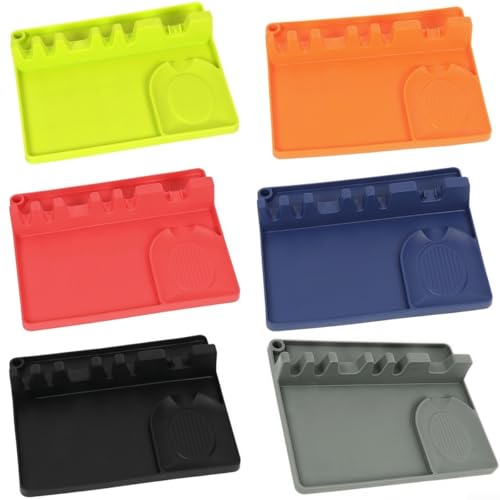 Küchenutensilienhalter aus Silikon mit integriertem Abtropfpad, unverzichtbares Zubehör für Kochen und Zubereitung von Speisen (Orange) von VRTYVEYBB