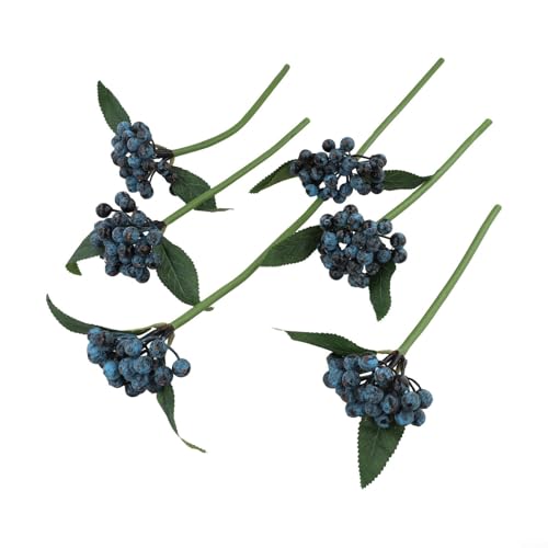 Künstliche Beeren für Tischaufsätze, 5 oder 6 lebendige Schaumstoff-Zweige für dekorative Arrangements (blau) von VRTYVEYBB