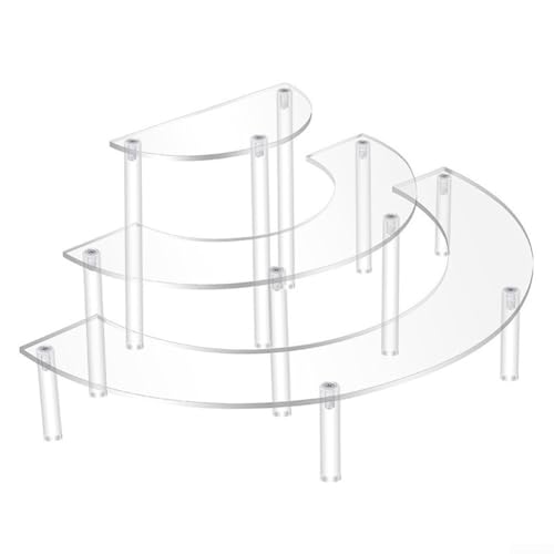 Moderner Tortenständer aus Acryl, 3 Etagen, Halbmond-Design, zum Organisieren von Desserts und Sammlerstücken (transparent) von VRTYVEYBB