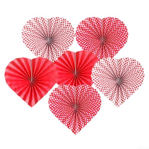 Papierfächer in Herzform, Dekoration für Valentinstag, Hochzeit, Jahrestag, Brautparty, Babyparty, Party, Wand, Decke, Fenster, hängende Ornamente, 6 Stück Papierfächer in Herzform, Dekoration für Valentinstag, Hochzeit, Jahrestag, Brautparty, Babyparty, Party, Wand, Decke, Fenster, hängende Ornamente, 6 Stück von VRTYVEYBB