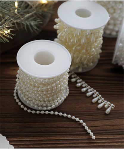 Perlen-Girlande für Hochzeiten und Partys, perfekt für DIY-Dekoration (Weiß, 6 mm, 5 m) von VRTYVEYBB
