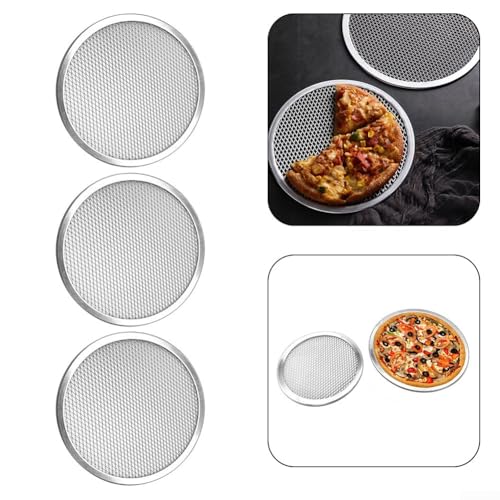 Pizzablech-Set aus verdickter Aluminiumlegierung, 3-teilig, antihaftbeschichtet, runde Pfannen für perfekt gebackene Pizza und Kochen Pizzablech-Set aus verdickter Aluminiumlegierung, 3-teilig, antihaftbeschichtet, runde Pfannen für perfekt gebackene Pizza und Kochen von VRTYVEYBB