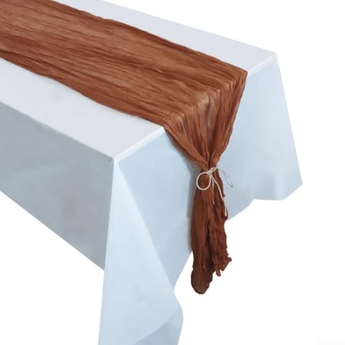 Romantischer Tischläufer aus Gaze, für elegante Feiern, perfekt für Hochzeiten, Partys und besondere Anlässe (braun) von VRTYVEYBB