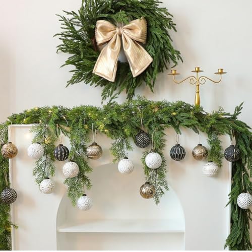 Rustikale Weihnachtskugel-Ornament mit Vintage-Optik für Baumschmuck, bruchsicherer Kunststoff für lange Lebensdauer (schwarz und schwarz) von VRTYVEYBB