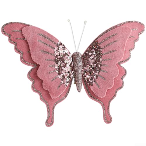 Samtschleifen-Clips, 3 Stück, mit doppellagigem beflocktem Schleifen-Design für Urlaubsdekorationen an Bäumen, Kränzen und anderen Oberflächen (Pulver) von VRTYVEYBB