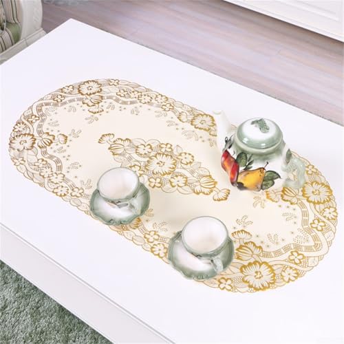 Schicke bestickte Tischdecke aus PVC für einfache Wartung und elegantes Essen (5#) von VRTYVEYBB