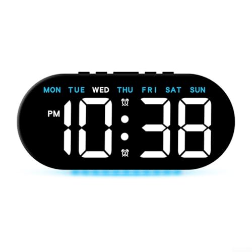 Schicker LED-Wecker mit USB-Ladefunktion und Multifunktionsmerkmalen für moderne Schlafzimmer (B-Blau) von VRTYVEYBB