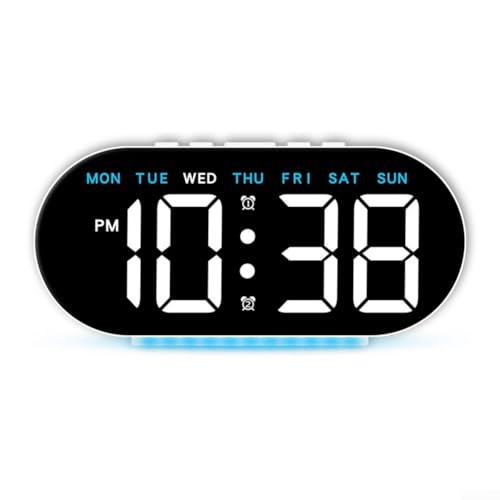 Schicker LED-Wecker mit USB-Ladefunktion und Multifunktionsmerkmalen für moderne Schlafzimmer (W-Blau) von VRTYVEYBB