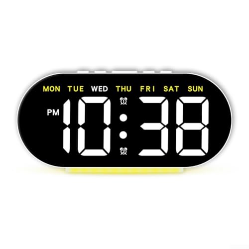 Schicker LED-Wecker mit USB-Ladefunktion und Multifunktionsmerkmalen für moderne Schlafzimmer (W-Gelb) von VRTYVEYBB