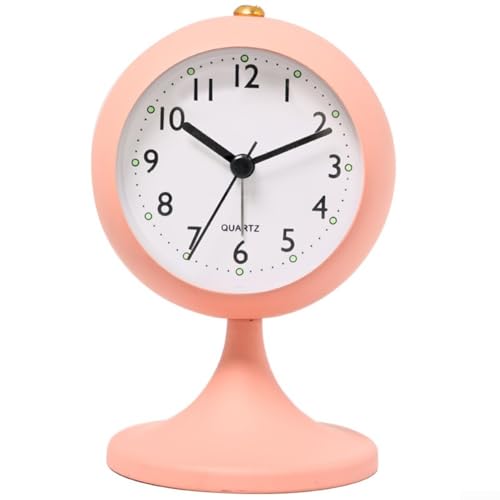 Schlanker Trompetenförmiger Metallwecker mit leisem Uhrwerk, perfekt für erholsame Schlafumgebungen (rosa) von VRTYVEYBB